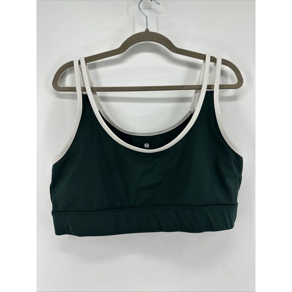 Stretch The Rules Sports Bra Green White Trim Sz XL